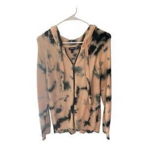 Torrid Tie-Dye Zip-Up Hoodie in Cream and Black